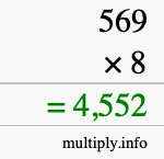 How to calculate 569 times 8 using long multiplication