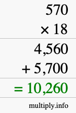 How to calculate 570 times 18 using long multiplication How to calculate 570 times 18 using long multiplication
