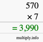 How to calculate 570 times 7 using long multiplication