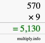 How to calculate 570 times 9 using long multiplication How to calculate 570 times 9 using long multiplication