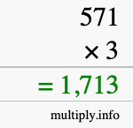 How to calculate 571 times 3 using long multiplication How to calculate 571 times 3 using long multiplication