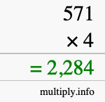 How to calculate 571 times 4 using long multiplication How to calculate 571 times 4 using long multiplication