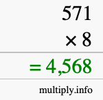 How to calculate 571 times 8 using long multiplication