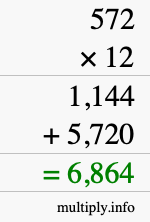 How to calculate 572 times 12 using long multiplication How to calculate 572 times 12 using long multiplication