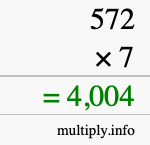 How to calculate 572 times 7 using long multiplication