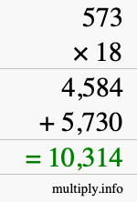 How to calculate 573 times 18 using long multiplication How to calculate 573 times 18 using long multiplication