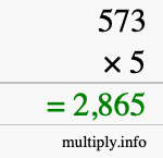 How to calculate 573 times 5 using long multiplication How to calculate 573 times 5 using long multiplication