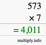 How to calculate 573 times 7 using long multiplication