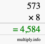 How to calculate 573 times 8 using long multiplication