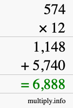 How to calculate 574 times 12 using long multiplication How to calculate 574 times 12 using long multiplication