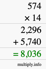 How to calculate 574 times 14 using long multiplication How to calculate 574 times 14 using long multiplication