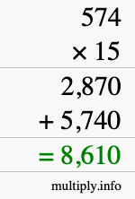How to calculate 574 times 15 using long multiplication How to calculate 574 times 15 using long multiplication