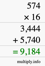 How to calculate 574 times 16 using long multiplication How to calculate 574 times 16 using long multiplication
