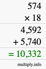 How to calculate 574 times 18 using long multiplication How to calculate 574 times 18 using long multiplication