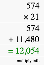 How to calculate 574 times 21 using long multiplication How to calculate 574 times 21 using long multiplication
