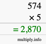 How to calculate 574 times 5 using long multiplication How to calculate 574 times 5 using long multiplication