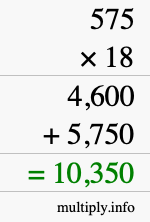 How to calculate 575 times 18 using long multiplication How to calculate 575 times 18 using long multiplication