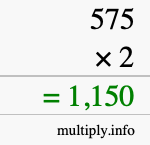 How to calculate 575 times 2 using long multiplication