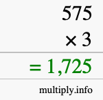 How to calculate 575 times 3 using long multiplication How to calculate 575 times 3 using long multiplication