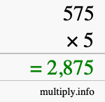 How to calculate 575 times 5 using long multiplication How to calculate 575 times 5 using long multiplication