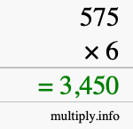 How to calculate 575 times 6 using long multiplication
