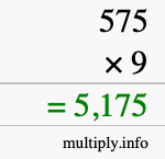 How to calculate 575 times 9 using long multiplication How to calculate 575 times 9 using long multiplication