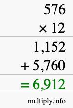 How to calculate 576 times 12 using long multiplication How to calculate 576 times 12 using long multiplication