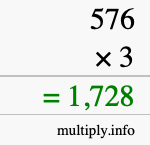 How to calculate 576 times 3 using long multiplication How to calculate 576 times 3 using long multiplication