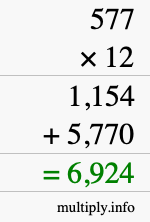 How to calculate 577 times 12 using long multiplication How to calculate 577 times 12 using long multiplication