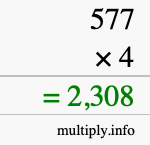 How to calculate 577 times 4 using long multiplication How to calculate 577 times 4 using long multiplication