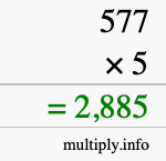 How to calculate 577 times 5 using long multiplication How to calculate 577 times 5 using long multiplication