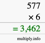How to calculate 577 times 6 using long multiplication