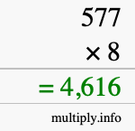 How to calculate 577 times 8 using long multiplication