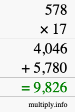 How to calculate 578 times 17 using long multiplication