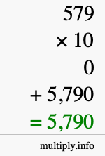 How to calculate 579 times 10 using long multiplication How to calculate 579 times 10 using long multiplication