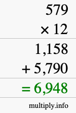 How to calculate 579 times 12 using long multiplication How to calculate 579 times 12 using long multiplication