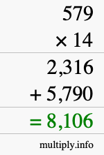 How to calculate 579 times 14 using long multiplication