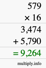 How to calculate 579 times 16 using long multiplication How to calculate 579 times 16 using long multiplication