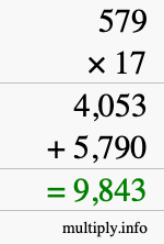How to calculate 579 times 17 using long multiplication