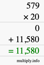 How to calculate 579 times 20 using long multiplication How to calculate 579 times 20 using long multiplication