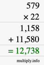 How to calculate 579 times 22 using long multiplication