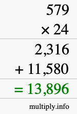 How to calculate 579 times 24 using long multiplication