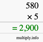 How to calculate 580 times 5 using long multiplication How to calculate 580 times 5 using long multiplication