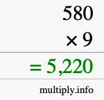 How to calculate 580 times 9 using long multiplication How to calculate 580 times 9 using long multiplication