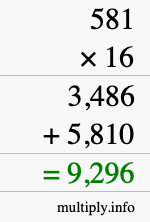 How to calculate 581 times 16 using long multiplication How to calculate 581 times 16 using long multiplication