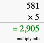 How to calculate 581 times 5 using long multiplication How to calculate 581 times 5 using long multiplication