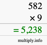 How to calculate 582 times 9 using long multiplication