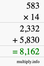 How to calculate 583 times 14 using long multiplication How to calculate 583 times 14 using long multiplication