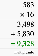 How to calculate 583 times 16 using long multiplication How to calculate 583 times 16 using long multiplication