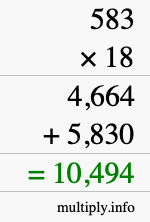 How to calculate 583 times 18 using long multiplication How to calculate 583 times 18 using long multiplication